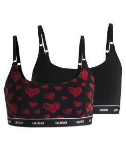 Hugo Boss Underwear, Pajamas, and Socks-Two-pack of stretch-cotton bralettes with logo underbands-hugo boss store near me