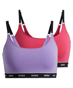 Hugo Boss Underwear, Pajamas, and Socks-Two-pack of stretch-cotton bralettes with logo bands-boss store