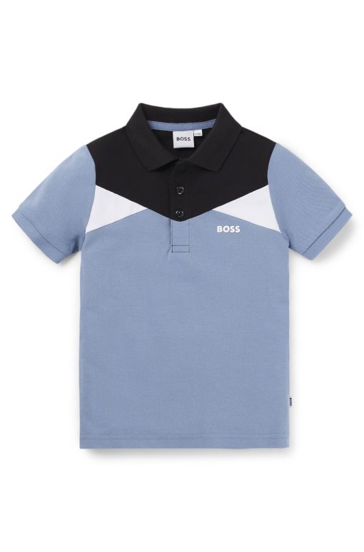 Hugo Boss-Kids' color-block polo shirt in stretch-cotton piqué-hugo boss sale