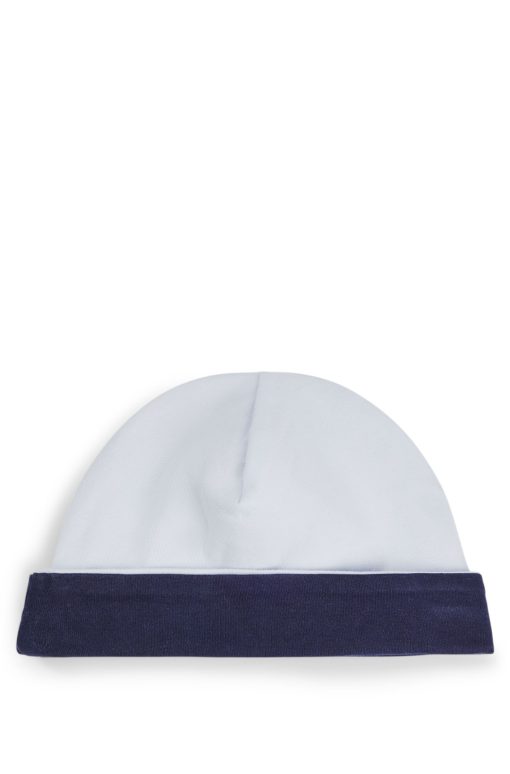 Hugo Boss-Reversible baby hat in cotton with logo details-hugo boss sale