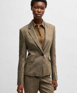 Hugo Boss Tailored Jackets-Slim-fit blazer in melange sharkskin fabric-hugo boss store near me