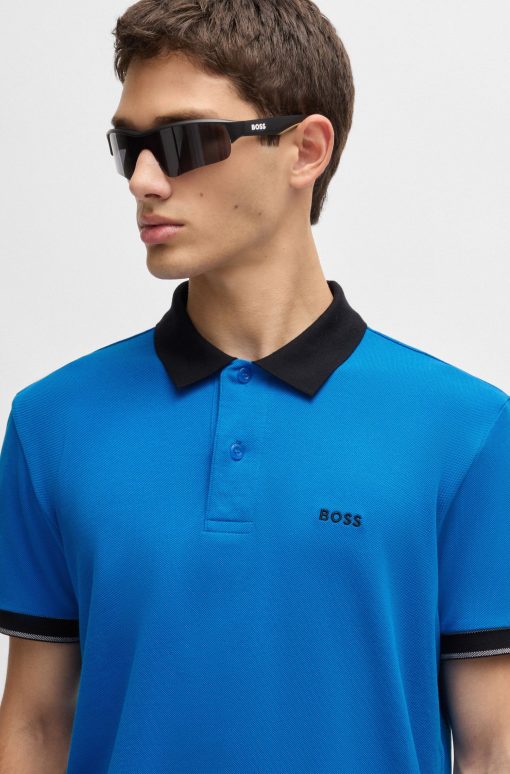 Hugo Boss Polo Shirts-Cotton-piqué polo shirt with contrast trims-hugo boss near me - Image 2