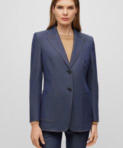 Hugo Boss Tailored Jackets-Regular-fit jacket in a denim-look cotton blend-boss store