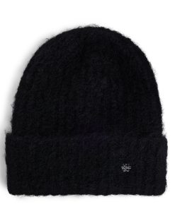 Hugo Boss Hats and Gloves-Ribbed beanie hat with stacked-logo trim-boss outlet