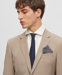 Hugo Boss Ties and Pocket Squares-Printed pocket square in cotton and wool-hugo boss outlet 2