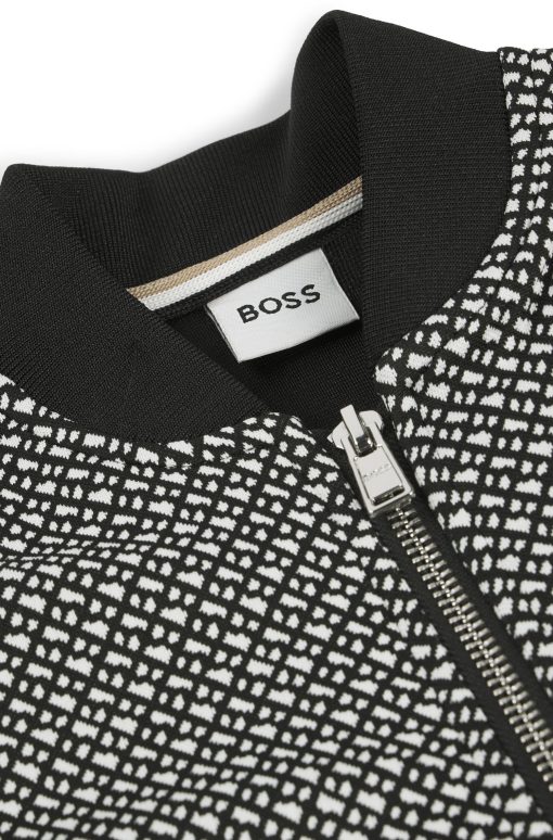 Hugo Boss-Kids' zip-up cardigan with monogram front-hugo boss sale - Image 2