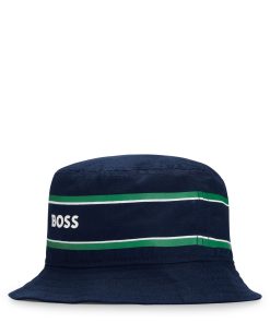 Hugo Boss-Kids’ cotton-twill bucket hat with stripes and logo-hugo boss store 2