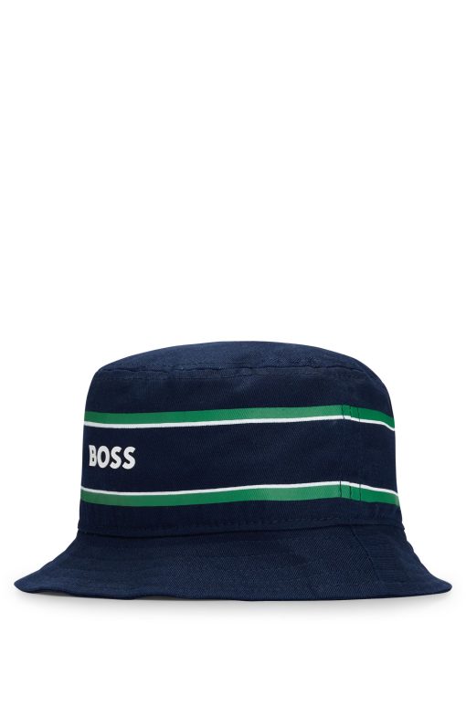 Hugo Boss-Kids' cotton-twill bucket hat with stripes and logo-hugo boss store - Image 2