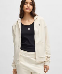 Hugo Boss Sweaters and Cardigans-Cotton-terry zip-up hoodie with stacked logo-hugo boss near me