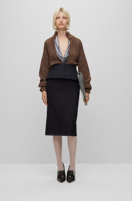 Hugo Boss Sweaters and Cardigans-V-neck sweater in a wool and silk blend-hugo boss store near me - Image 2