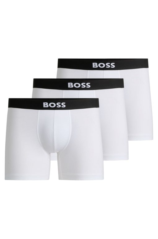 Hugo Boss Underwear-Three-pack of stretch-cotton boxer briefs with logos-boss outlet