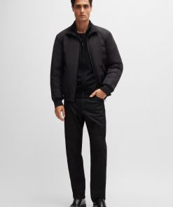 Hugo Boss Pants-Maine Regular-fit jeans in black stretch denim-boss store 2