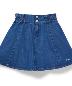 Hugo Boss-Kids’ denim skirt with embroidered logo-boss store