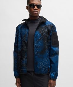 Hugo Boss Jackets and Coats-Zip-up jacket with seasonal print-hugo boss sale