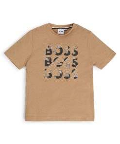 Hugo Boss-Kids’ T-shirt in cotton with triple-logo print-boss outlet