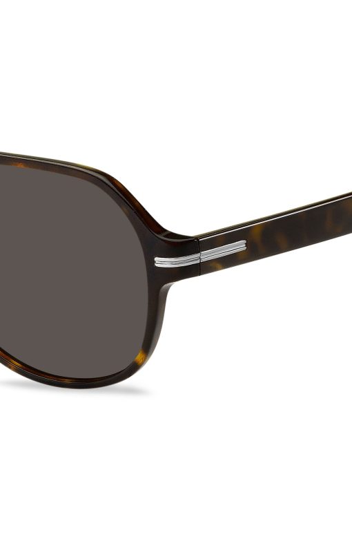 Hugo Boss Eyewear-Double-bridge sunglasses in Havana acetate with signature hardware-hugo boss sale - Image 2