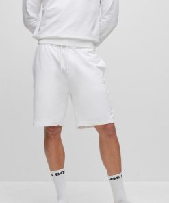 Hugo Boss Sweatshirts and Jogging Pants-Cotton-terry loungewear shorts with embossed logo-hugo boss outlet