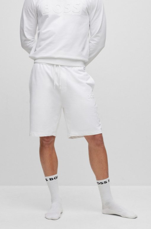 Hugo Boss Sweatshirts and Jogging Pants-Cotton-terry loungewear shorts with embossed logo-hugo boss outlet