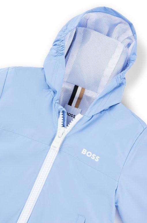 Hugo Boss-Kids' hooded windbreaker jacket in water-repellent fabric-boss store near me