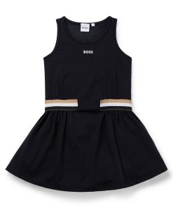 Hugo Boss-Kids’ sleeveless dress with signature stripe and logo-boss store