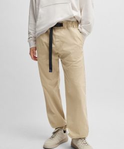 Hugo Boss Pants-Tapered-fit trousers in stretch gabardine with branded belt-hugo boss sale