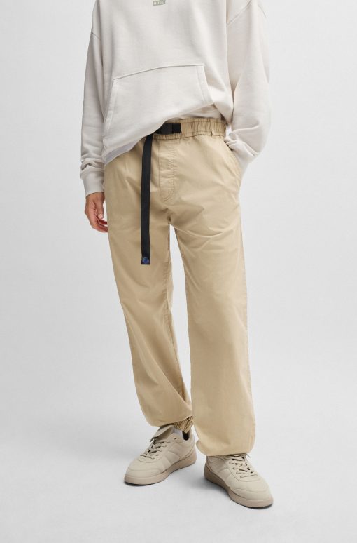 Hugo Boss Pants-Tapered-fit trousers in stretch gabardine with branded belt-hugo boss sale