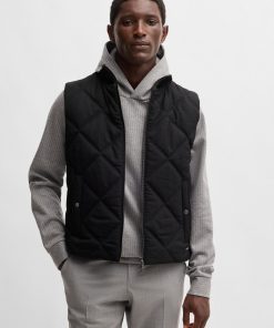 Hugo Boss Jackets and Coats-Diamond-quilted gilet with ribbed-cotton trims-boss store