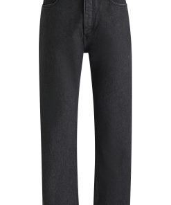 Hugo Boss Pants-Baggy-fit jeans in black stonewashed denim-boss outlet