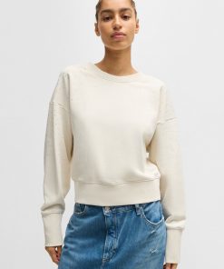 Hugo Boss Sweaters and Cardigans-Embellished sweatshirt in cotton terry with ribbed trims-boss hugo