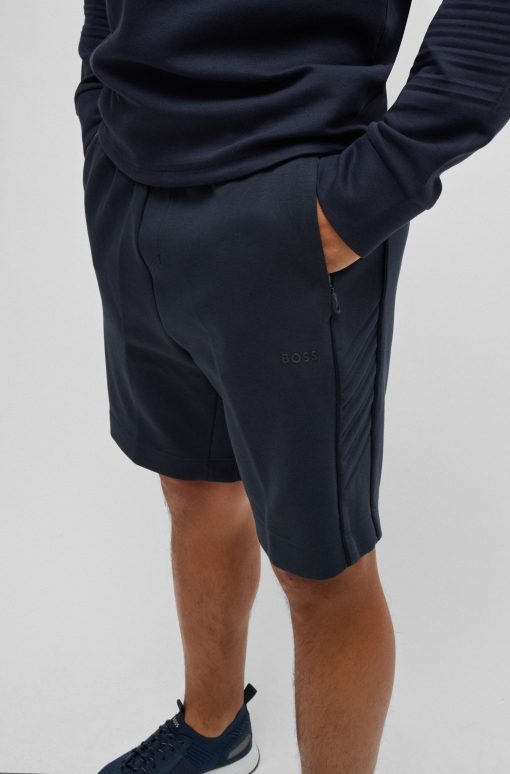 Hugo Boss Sweatshirts and Jogging Pants-Stretch-cotton shorts with embossed artwork-hugoboss - Image 2