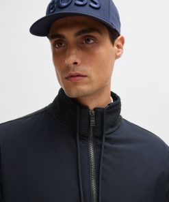 Hugo Boss Tracksuits-Regular-fit zipped sweatshirt in mixed materials-hugo boss store 2