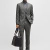 Hugo Boss Suits-Slim-fit double-breasted suit in checked wool-hugo boss outlet 4