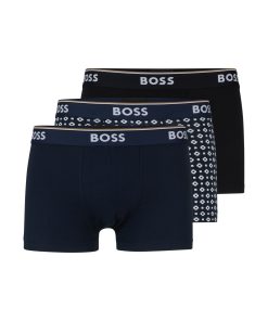 Hugo Boss Underwear-Three-pack of stretch-cotton trunks with logo waistbands-hugo boss store near me