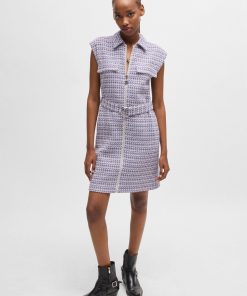 Hugo Boss Dresses-Bouclé dress with zip front-hugo 2