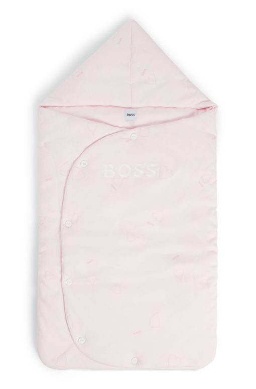 Hugo Boss-Baby nest in printed cotton with embroidered logo-boss near me