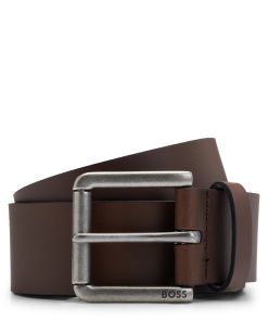 Hugo Boss Belts-Leather belt with branded pin buckle-hugo