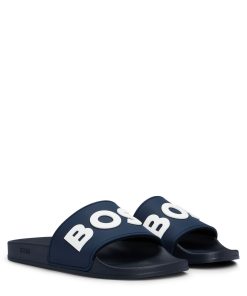 Hugo Boss Sandals-Italian-made slides with raised logo-hugoboss