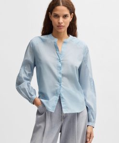 Hugo Boss Blouses-Regular-fit blouse in cotton voile with wide sleeves-hugoboss