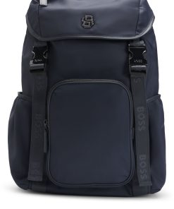 Hugo Boss Bags-Multi-pocket backpack with Double B monogram trim-hugo by hugo boss