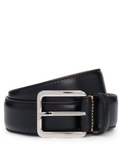 Hugo Boss Belts-Italian-leather belt with contrast stitching-hugo boss sale