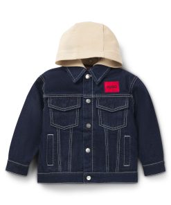 Hugo Boss-Kids’ denim jacket with detachable fleece hood-boss hugo