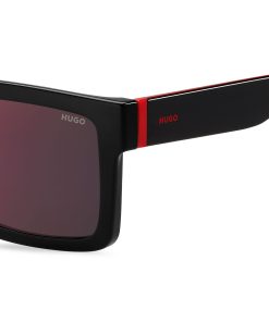 Hugo Boss Eyewear-Black sunglasses with signature red accents-hugo boss near me 2