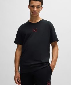 Hugo Boss Sweatshirts and Jogging Pants-Stretch-cotton relaxed-fit T-shirt with logo print-hugo boss store near me