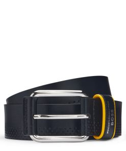 Hugo Boss Belts-Porsche x BOSS perforated-leather belt with branded keeper-hugo by hugo boss