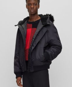 Hugo Boss Jackets and Coats-Water-repellent padded jacket with faux-fur hood lining-hugo boss outlet