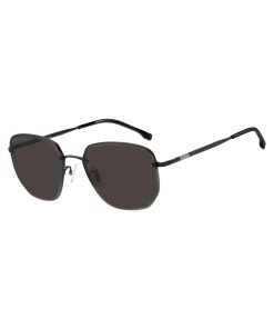 Hugo Boss Eyewear-Half-rim sunglasses in black titanium and metal-hugo boss sale