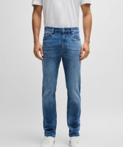 Hugo Boss Pants-Delaware Slim-fit jeans in blue cashmere-touch denim-boss store