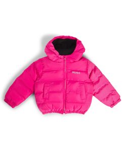 Hugo Boss-Kids’ hooded puffer jacket with lustrous logo print-boss hugo