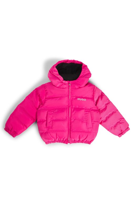 Hugo Boss-Kids' hooded puffer jacket with lustrous logo print-boss hugo