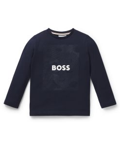 Hugo Boss-Kids’ long-sleeved T-shirt in cotton with signature artwork-hugo